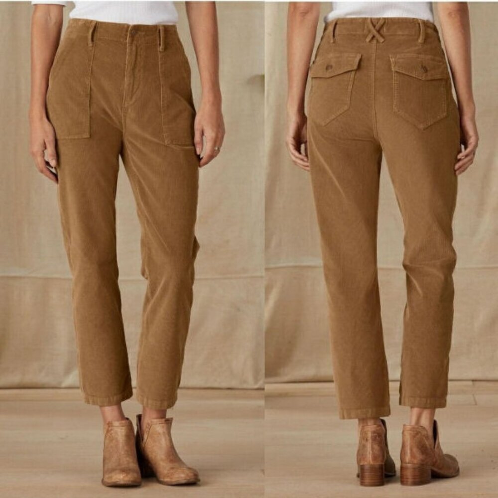 Sundance Driftwood Corduroy Pants Size 28 Palmer High Rise Ankle Flap Pockets